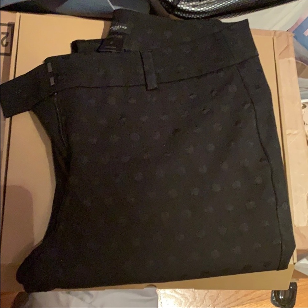 Ann Taylor Black Signature Pant Polka Dot sz 6